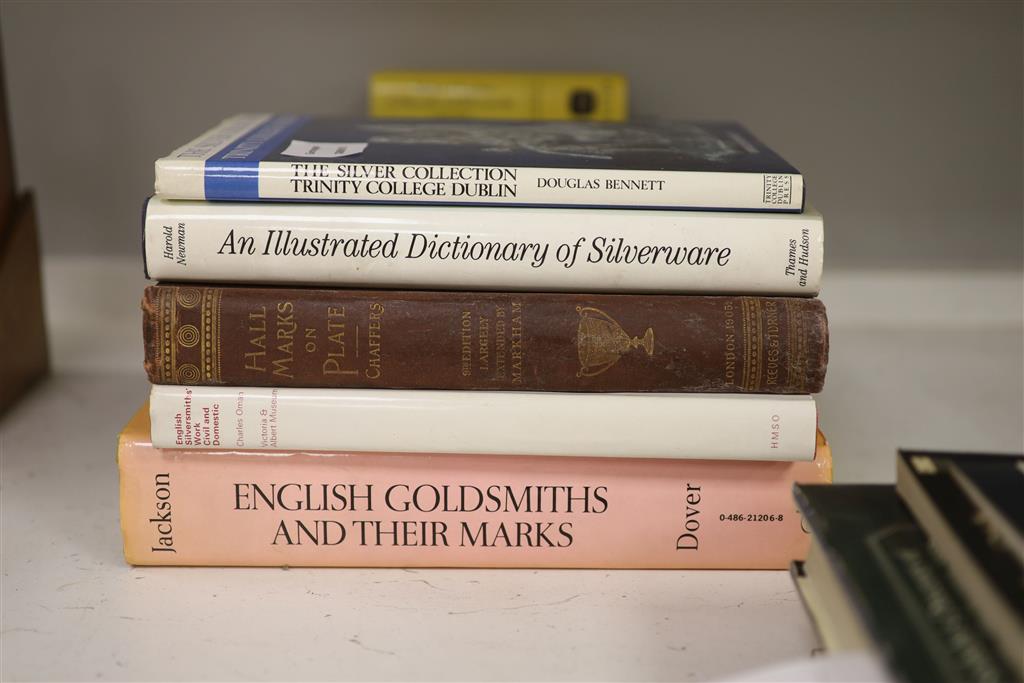 A collection of books on the subject of English and America silver and goldsmiths to include: